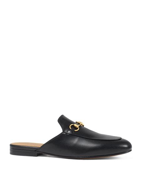 gucci princetown leather horsebit mule slipper flat black|Gucci princetown slippers sale.